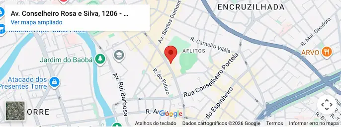 Mapa estático da Unidade Aflitos - Av. Conselheiro Rosa e Silva, 1206, Sala 706